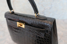 将图片加载到图库查看器，HERMES KELLY 25 Crocodile Alligator Black □B刻印 Shoulder bag 600040130
