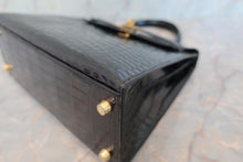 将图片加载到图库查看器，HERMES KELLY 25 Crocodile Alligator Black □B刻印 Shoulder bag 600040130
