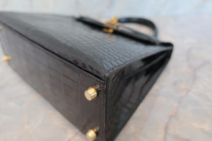 HERMES KELLY 25 Crocodile Alligator Black □B刻印 Shoulder bag 600040130