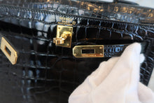 画像をギャラリービューアに読み込む, HERMES/エルメス ケリー25 クロコダイル アリゲーター ブラック □B刻印 ショルダーバッグ 600040130