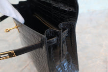 画像をギャラリービューアに読み込む, HERMES/エルメス ケリー25 クロコダイル アリゲーター ブラック □B刻印 ショルダーバッグ 600040130