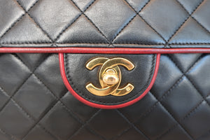 CHANEL/シャネル マトラッセチェーンショルダーバッグ ラムスキン ブラック/レッド/ゴールド金具 ショルダーバッグ 600110008