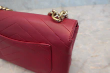 画像をギャラリービューアに読み込む, CHANEL/シャネル Vステッチシングルフラップチェーンショルダーバッグ ラムスキン ピンク/ゴールド金具 ショルダーバッグ 500100055
