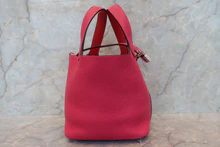 画像をギャラリービューアに読み込む, HERMES／エルメス ピコタンロックエクラＰＭ トリヨンクレマンス/ヴォースイフト ローズメキシコ/ルージュクー Y刻印 ハンドバッグ 700100202
