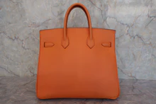 画像をギャラリービューアに読み込む, HERMES／エルメス オータクロア32 ヴォーエプソン オレンジ □L刻印 ハンドバッグ 800020016
