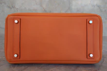 画像をギャラリービューアに読み込む, HERMES／エルメス オータクロア32 ヴォーエプソン オレンジ □L刻印 ハンドバッグ 800020016
