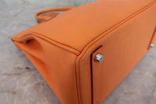 画像をギャラリービューアに読み込む, HERMES/エルメス オータクロア32 ヴォーエプソン オレンジ □L刻印 ハンドバッグ 800020016