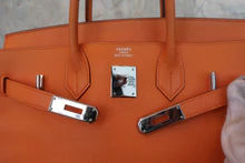 画像をギャラリービューアに読み込む, HERMES/エルメス オータクロア32 ヴォーエプソン オレンジ □L刻印 ハンドバッグ 800020016