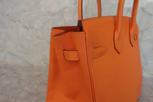 画像をギャラリービューアに読み込む, HERMES／エルメス オータクロア32 ヴォーエプソン オレンジ □L刻印 ハンドバッグ 800020016

