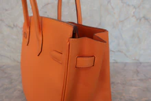 画像をギャラリービューアに読み込む, HERMES/エルメス オータクロア32 ヴォーエプソン オレンジ □L刻印 ハンドバッグ 800020016