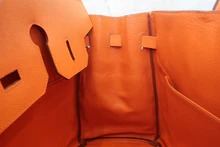 画像をギャラリービューアに読み込む, HERMES／エルメス オータクロア32 ヴォーエプソン オレンジ □L刻印 ハンドバッグ 800020016
