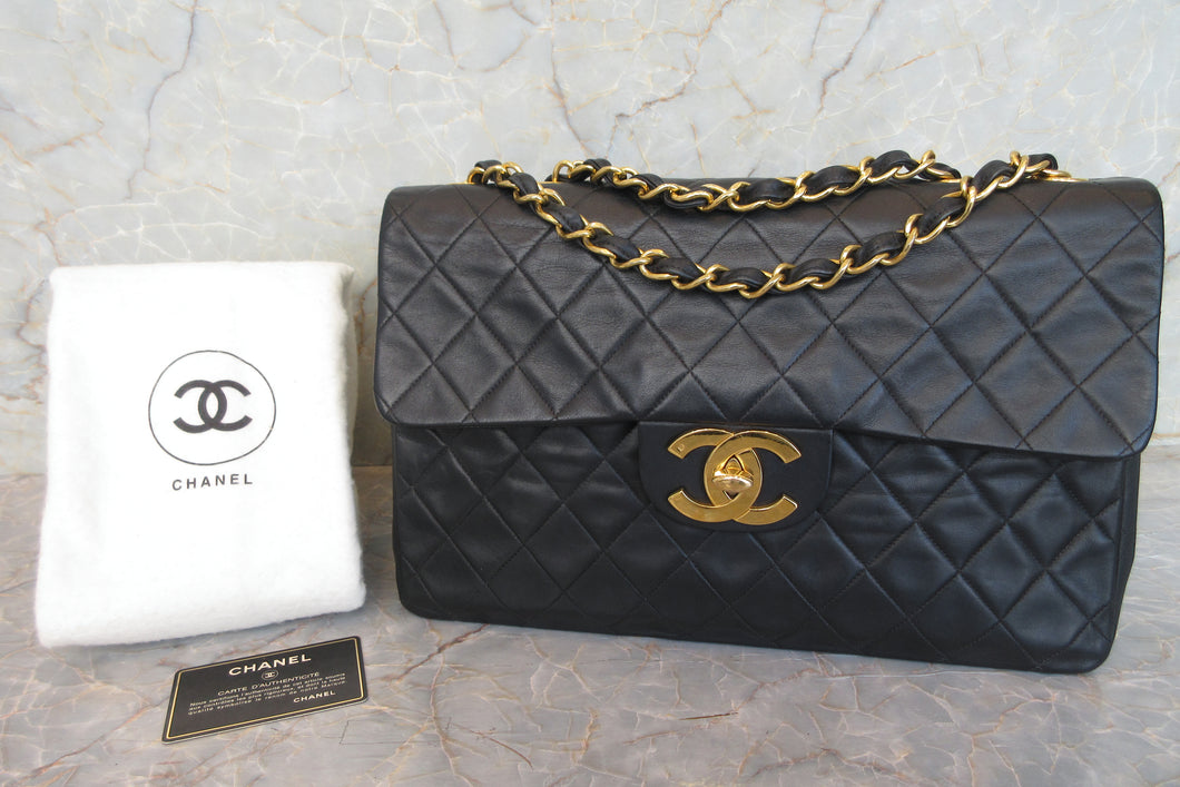 CHANEL/シャネル デカマトラッセシングルフラップチェーンショルダーバッグ ラムスキン ブラック/ゴールド金具 ショルダーバッグ 600110186