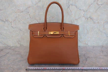 画像をギャラリービューアに読み込む, HERMES/エルメス バーキン30 トゴ ゴールド □H刻印 ハンドバッグ 800030159