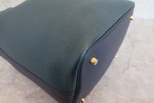 画像をギャラリービューアに読み込む, HERMES/エルメス ピコタンロックカザック2 MM トリヨンクレマンス ブルーニュイ/ヴェールシプレ/ブラック Y刻印 ハンドバッグ 800040045