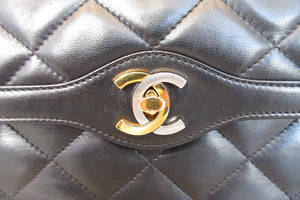 CHANEL/シャネル パリ限定マトラッセダブルフラップチェーンショルダーバッグ ラムスキン ブラック/ゴールド金具 ショルダーバッグ 700010040