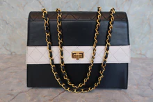画像をギャラリービューアに読み込む, CHANEL/シャネル 2.55バイカラーチェーンショルダーバッグ ラムスキン ブラック/ホワイト/ゴールド金具 ショルダーバッグ 800020145