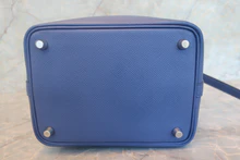 画像をギャラリービューアに読み込む, HERMES／エルメス ピコタンロックＰＭトレサージュ ヴォーエプソン ブルーブライトン/カプシーヌ/ブルーサフィール C刻印 ハンドバッグ 700120149
