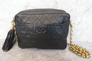 CHANEL/シャネル マトラッセフリンジチェーンショルダーバッグ ラムスキン ブラック/ゴールド金具 ショルダーバッグ 600120086