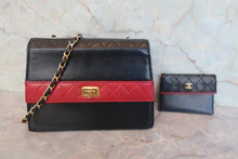 画像をギャラリービューアに読み込む, CHANEL/シャネル 2.55バイカラーチェーンショルダーバッグ ラムスキン ブラック/レッド/ゴールド金具 ショルダーバッグ 800020199
