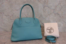 画像をギャラリービューアに読み込む, HERMES／エルメス ボリード27 ヴォースイフト ブルーアトール X刻印 ショルダーバッグ 800040048
