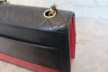 画像をギャラリービューアに読み込む, CHANEL/シャネル 2.55バイカラーチェーンショルダーバッグ ラムスキン ブラック/レッド/ゴールド金具 ショルダーバッグ 800020199
