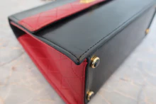 画像をギャラリービューアに読み込む, CHANEL/シャネル 2.55バイカラーチェーンショルダーバッグ ラムスキン ブラック/レッド/ゴールド金具 ショルダーバッグ 800020199
