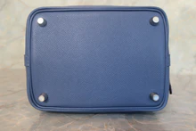 画像をギャラリービューアに読み込む, HERMES/エルメス ピコタンロックPMトレサージュ ヴォーエプソン ブルーブライトン/カプシーヌ/ブルーサフィール C刻印 ハンドバッグ 700120132