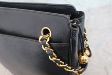 画像をギャラリービューアに読み込む, CHANEL/シャネル トリプルココマークチェーンショルダーバッグ キャビアスキン ブラック/ゴールド金具 ショルダーバッグ 800030012