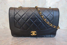 画像をギャラリービューアに読み込む, CHANEL/シャネル ダイアナマトラッセチェーンショルダーバッグ ラムスキン ブラック/ゴールド金具 ショルダーバッグ 800020195
