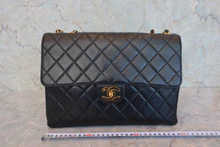 画像をギャラリービューアに読み込む, CHANEL/シャネル 中マトラッセシングルフラップWチェーンショルダーバッグ ラムスキン ブラック/ゴールド金具 ショルダーバッグ 800030137
