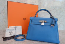 画像をギャラリービューアに読み込む, HERMES/エルメス ケリー28 トリヨンクレマンス ミコノス □O刻印 ショルダーバッグ 700070190