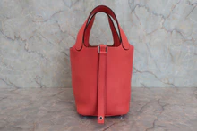 画像をギャラリービューアに読み込む, HERMES/エルメス ピコタンロックPM トリヨンクレマンス ルージュピヴォワンヌ C刻印 ハンドバッグ 800040060