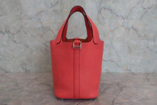 画像をギャラリービューアに読み込む, HERMES／エルメス ピコタンロックＰＭ トリヨンクレマンス ルージュピヴォワンヌ C刻印 ハンドバッグ 800040060
