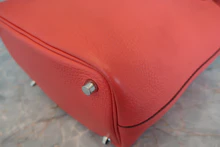 画像をギャラリービューアに読み込む, HERMES/エルメス ピコタンロックPM トリヨンクレマンス ルージュピヴォワンヌ C刻印 ハンドバッグ 800040060