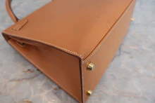 画像をギャラリービューアに読み込む, HERMES/エルメス ケリー28 ボックスカーフ ナチュラル 〇X刻印 ショルダーバッグ 800040044