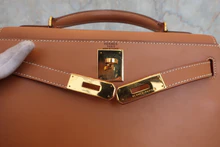 画像をギャラリービューアに読み込む, HERMES/エルメス ケリー28 ボックスカーフ ナチュラル 〇X刻印 ショルダーバッグ 800040044