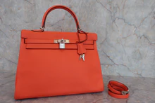 画像をギャラリービューアに読み込む, HERMES／エルメス ケリー35 トリヨンクレマンス オレンジポピー T刻印 ショルダーバッグ 800040063
