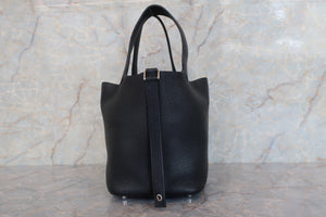 HERMES PICOTIN LOCK PM Clemence leather Black Hand bag 700010019