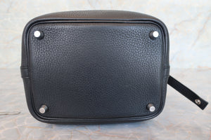 HERMES PICOTIN LOCK PM Clemence leather Black Hand bag 700010019