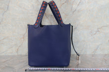 将图片加载到图库查看器，HERMES PICOTIN LOCK PM Tressage Epsom leather Blue encre/Brique/Black D刻印 Hand bag 700010088
