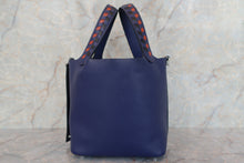 将图片加载到图库查看器，HERMES PICOTIN LOCK PM Tressage Epsom leather Blue encre/Brique/Black D刻印 Hand bag 700010088
