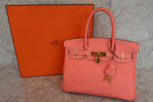 将图片加载到图库查看器，HERMES BIRKIN 30 Clemence leather Crevette □Q刻印 Hand bag 700010121
