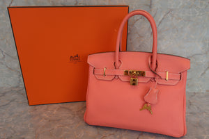 HERMES BIRKIN 30 Clemence leather Crevette □Q刻印 Hand bag 700010121