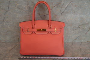 HERMES BIRKIN 30 Clemence leather Crevette □Q刻印 Hand bag 700010121