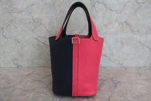 画像をギャラリービューアに読み込む, HERMES／エルメス ピコタンロックカザックPM トリヨンクレマンス ローズエクストリーム/ブルーニュイ D刻印 ハンドバッグ 800040067
