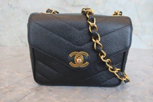 画像をギャラリービューアに読み込む, CHANEL/シャネル Vステッチチェーンショルダーバッグ キャビアスキン ブラック/ゴールド金具 ショルダーバッグ 800010177