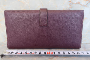 HERMES  Bearn Soufflet Epsom leather Raisin □I Engraving Wallet 600110171