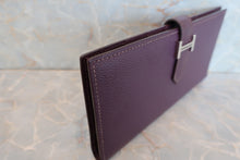 Load image into Gallery viewer, HERMES  Bearn Soufflet Epsom leather Raisin □I Engraving Wallet 600110171
