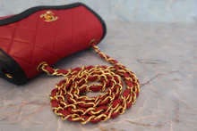 画像をギャラリービューアに読み込む, CHANEL/シャネル ミニマトラッセチェーンショルダーバッグ ラムスキン レッド/ネイビー/ゴールド金具 ショルダーバッグ 800040113
