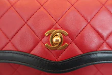 画像をギャラリービューアに読み込む, CHANEL/シャネル ミニマトラッセチェーンショルダーバッグ ラムスキン レッド/ネイビー/ゴールド金具 ショルダーバッグ 800040113
